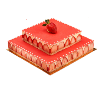 Square Strawberry Fraisier Cake
